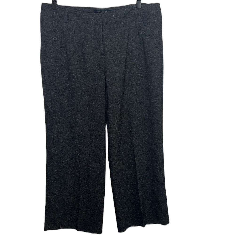 Sandro Dark Brown Heathered Wide Leg Dress Pants Womens Size 16P